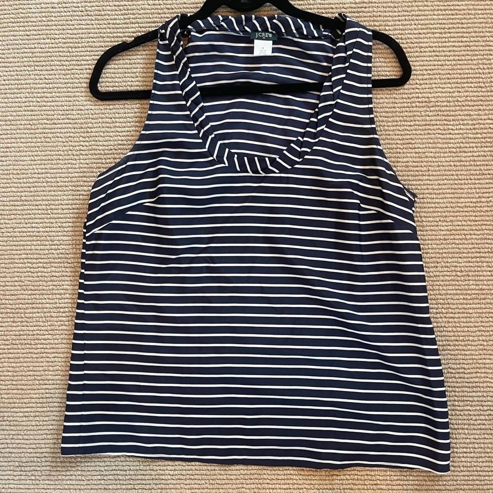 J. Crew Navy and White Striped Tank Top